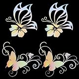GORGECRAFT 4 Sheet Butterfly Car Decal Set Butterflies Kissing Hibiscus Reflective Decals Vinyl Waterproof Sticker Women Car Stickers for Auto Truck SUV Wall Art Laptop Phone