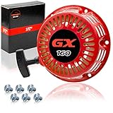 1PZ UK6-PS2 Recoil Spring Pull Starter Replacement for GX120 GX160 GX200 5.5HP 6.5HP Lawn Mower Engine with 6 Bolts