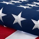 Cotton American Flag 3x5 Ft for Outside, TearProof Heavy Duty Fabric, Embroidered Stars, Sewn Stripes, Brass Grommets US USA Best Indoor Outdoor Flags