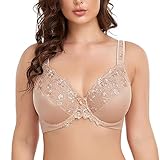 Ayigedu UK Women's Underwire Bra Non Padded Plus Size Full Coverage Minimizer Bras 40-DD Beige
