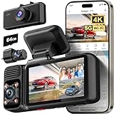 REDTIGER 4K 3 Channel Dash Cam 5G WiFi Built-in GPS, Included 64GB Card, 2160P+1080P+1080P Front and Rear Inside, Loop Recording, Triple Car Camera with 3 Inch Screen, IR Night Vision, Parking Mode