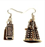 Mismatched Dalek and Whovian Police Phone Box Earrings on Sterling Silver Hooks, Cosplay Earrings, Science Fiction Fan Earrings, Time Traveller Jewelry