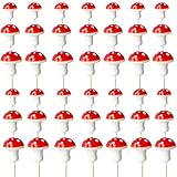Gyufise 30Pcs Mushroom Cake Decorations Red Mini Mushroom Toothpicks Mushroom Cupcake Toppers Mushroom Cake Picks for Birthday Baby Shower Party Micro Landscape Decorations