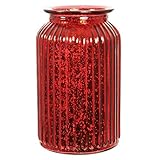 Angraves Splatter Red Ribbed Flower Vase Jar Home Decoration Decor Ornament (18.5cm)