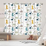YISURE Nursery Blackout Curtains, Cute Cartoon Dinosaur Curtains for Kids' Bedroom, Darkening Eyelet Window Drapes with Grommets- 52x72 Inch 2 Panels