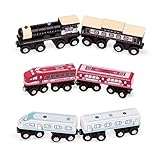 Battat – Classic Magnetic Wooden Trains – 6 Pieces Wooden Railroad Set – Engines & Cars – 3+ Years