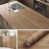 Livelynine Peel and Stick Wallpaper Brown Wood Oak Effect 40CMx10M Kitchen Worktop Vinyl Wrap Natural Wood Grain Effect Self Adhesive Vinyl Roll for Furniture Table Kitchen Counter Cupboards