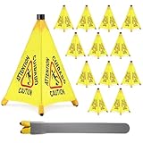 Chapou 12 Pcs Pop up Wet Floor Sign with Storage Tube 20 Inch Wet Safety Signs Commercial Caution Safety Cone Pop up Caution Sign for Commercial Stores Grocery Restaurant Restroom Office Use