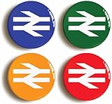 4 x"BRITISH RAIL LOGO" EIGHTIES RAILWAYS BADGES BUTTONS PINS (1inch/25mm diameter) 1980s
