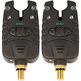 2 x Michigan Carp And Pike Fishing Bite Alarm - Waterproof Night Light with Drop Back Function & Jack Plug