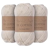 Utopia Crafts Re-Cotton Knitting Yarn 3X 100g (Cream)