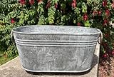 Galvanised Oval Trough w Handles | Outdoor Garden Metal Steel Planter Flower Pot