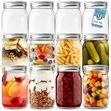 HEFTMAN Glass Mason Jars with Lids - Set of 12 500ml Air Tight Jars for Overnight Oats, Homemade Jam - Sturdy Glass Jar with Lid for Honey, Pickling, Preserving, Food Storage (500ml)