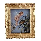 Melody Jane Dolls House Miniature Cherub & Birds Nest Painting Gold Frame