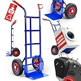 GARDEBRUK® Sack Truck | Heavy Duty Steel | Solid PU Rubber Tyres | Foldable Shovel with 200kg Capacity | Garden Transport Hand Truck | Moving Trolley | 115 x 54 x 45cm | Blue & Red