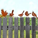 5Pcs Rustic Metal Bird Silhouette Statues - Lifelike Birds Decoration for Garden Gates, Branches, Windowsills, Old Wood and Outdoor Art Ornaments