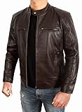 Fashion_First Mens Leather Jackets Brown Motorcycle Vintage Racing jacket Smart Casual Biker Jackets For Men