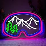 Symone Ski Goggles Neon Sign, Neon Led Light, 16.1 x 10.4 inches, Acrylic Material, Wall Mount, USB Powered, Sports Theme, Perfect for Bedrooms, Living Rooms, Parties