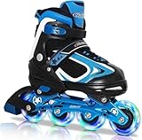 Nattork Adjustable Inline Skates for Kids with Light Up Wheel, Outdoor & Indoor Illuminating Blades Roller Skates for Boys and Girls, Beginners