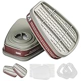 6001 Respirator Filter Cartridges Set, 2 Filter Cartridges, 20 Pcs White Filter Cotton,2 Cover, Anti Dust Gas Organic Vapor Particle Chemical,Apply to 6100/6200/7501/7502/6502/6800 Gas Mask