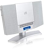 Denver CD Player For Home HiFi System - CD Player With Speakers & Radio - Mains Power, Vertical, Clock Radio, Remote Control, Wall Mounted CD Player or Desktop Stand - MC-5220