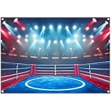 Luminora 7x5ft Boxing Ring Backdrop Boxing Match Stage Spotlights Background Men Fighting Decoration Stadium Gym Birthday Baby Shower Photo Banner Props