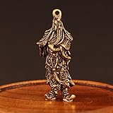 Eawfgtuw Retro Chinese Copper Guan Gong God of Wealth Figurine Statue Ornament, Antique Style Desk Decoration for Home or Office, Handmade Solid Brass Sculpture with