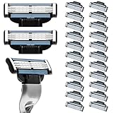 24-Pack Mach 3 Razor Blades Refills, 3-Blade Cartridges for Smooth Shave, Anti-Irritation & Skin Protection for Sensitive Skin
