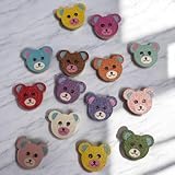 KnitForLess 10Pcs Wooden Teddy Bear Buttons Mixed Colours for Baby Childrens Cardigans Knitting Hole 18x15mm - Novelty Craft Buttons for Sewing and Crafting 2 Hole