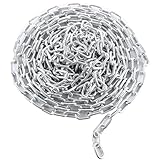 GBACHOOSE 10m x 6mm Galvanised Chain, Heavy Duty Chain Links, Silver Metal Chain for Hanging Chairs, Fence, Gate, Gym, Bike Lock, Padlock, Weight Lifting