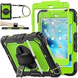 SEYMAC stock Case for iPad Mini 5th/4th Generation 7.9'', Full-body Protective Case with Screen Protector, Pencil Holder, 360° Rotating Stand & Hand Strap for iPad Mini 5/ Mini 4, Green