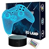 Lightzz 3D Gamepad Night Light, Game Console Illusion lamp with Remote + Touch 16 Color Flashing Changing + Timer Desk Lamps Kids Room Decor Best Festival Birthday Gifts for Game Fan