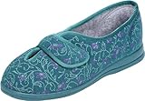 Cosyfeet Diane - Jade Floral - 6-6E - Extra Wide Women's Slippers