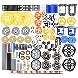 AIMATRIX 116pcs Technic-Parts Gear-Shaft Pin-Connector Compatible with Mainstream Building Block Brands Technic-Parts Wheel Links Chains Rack and Pinion Differentials MOC Building Blocks.