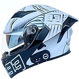 Letetexi Bluetooth Integrated Modular Flip up Front Motorcycle Helmet Motorbike Crash Modular Helmet With Anti-Fog Dual Visors DOT/ECE Approved Noise Reducation for Men Women 54~63CM