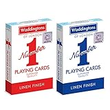 Waddingtons Number 1 Playing Card Game, play fish, slap jack, crazy eights and rummy, Great Travel Companion, Gifts and Toys for Boys, Girls and Adults-Single or 1 Deck of Cards in Red or Blue Colour