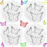 4Pcs Butterfly Silicone Chocolate Molds Cake Decoration Non-Stick Cute Moulds Ice Cube Tray Homemade DIY Tool Crafts Polymer Clay for Baking Cupcake Soap
