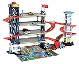Dickie Toys Parking Garage, Playset, Parking Garage, 4 Floors, Elevator, 4 Die-Cast Vehicles, 1 Helicopter, Light & Sound, Includes Batteries