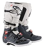 Alpine Stars Tech 7 MX Boots UK 10 Dark Gray Light Gray Red Fluo