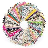Fat Quarters Fabric Bundles, 50 Pcs Material for Sewing, 10 * 10cm Square Patchwork Fabric Bundles for Sewing Cotton ​Pattern, Floral Cottons Fabric for Artcraft Fabric Cotton Patchwork Squares