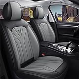 IBCEL Luxury Car Seat Covers Full Set 5 Seats for Toyota Prius Black Grey Leather Car Seat Cover Front and Rear Seat Protectors