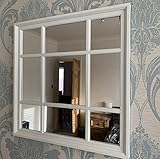 Window FA9 White Square Indoor/Outdoor Garden Mirror - Vintage Elegant Style Wall Mirror for Simply Stylish Decor - 61x61cm