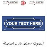 CM155L Personalis Bespoke Railway vintage train platform Totem Station Sign blue 450mm x 150mm Dibond/Composite Aluminium