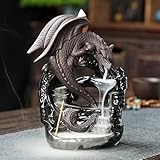 Milky Way Dragon Backflow Ceramic Incense Burner, Handmade Waterfall Holder With 20 Cones and 30 Sticks, Home Decor Aromatherapy Ornament