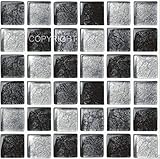 Pack of 20 Tile transfers stickers Traditional modern art bathroom backsplash kitchen splashbacks Vintage Victorian Moroccan Black Cream mosaic peel and stick self adhesive tile cover (Black Metallic)