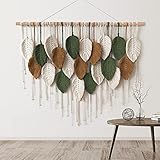 Weldomcor Macrame Wall Hanging Large Tapestry Woven Wall Hanging Boho Macrame Leaf Wall Decoration Feather Chic Woven Art for Bedroom Living Room Decoration(A)
