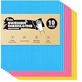 AIDEA Swedish Dish Cloths Pack of 10, Absorbent Friendly Reusable Hand Towels kitchen Rags Cleaning Cloths, Swedish Dishcloths for Kitchen, Cellulose Sponge Swedish Dish Towels and Dish Rag