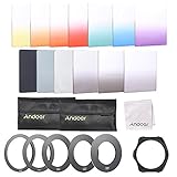 Andoer 13pcs Square Gradient Full Color Filter Bundle Kit for Cokin P Series with Filter Holder, Adapter Ring (52mm / 58mm / 62mm / 67mm / 72mm), Storage Bag, Cleaning Cloth