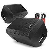 VONYX VSA08BT 8-Inch Active Foldback Stage Monitor Speaker Pair with Bluetooth, Flexible XLR to Jack & Balanced XLR Cables - Ideal for Live Performances & Events
