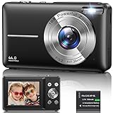 Digital Camera 1080P, 44MP FHD Compact Digital Camera, 16X Digital Zoom Portable Photo Camera with 2.4" LCD Screen, 1 Battery, Vlogging Camera for Kids, Beginners, Teens, Students-Black (No SD Card)